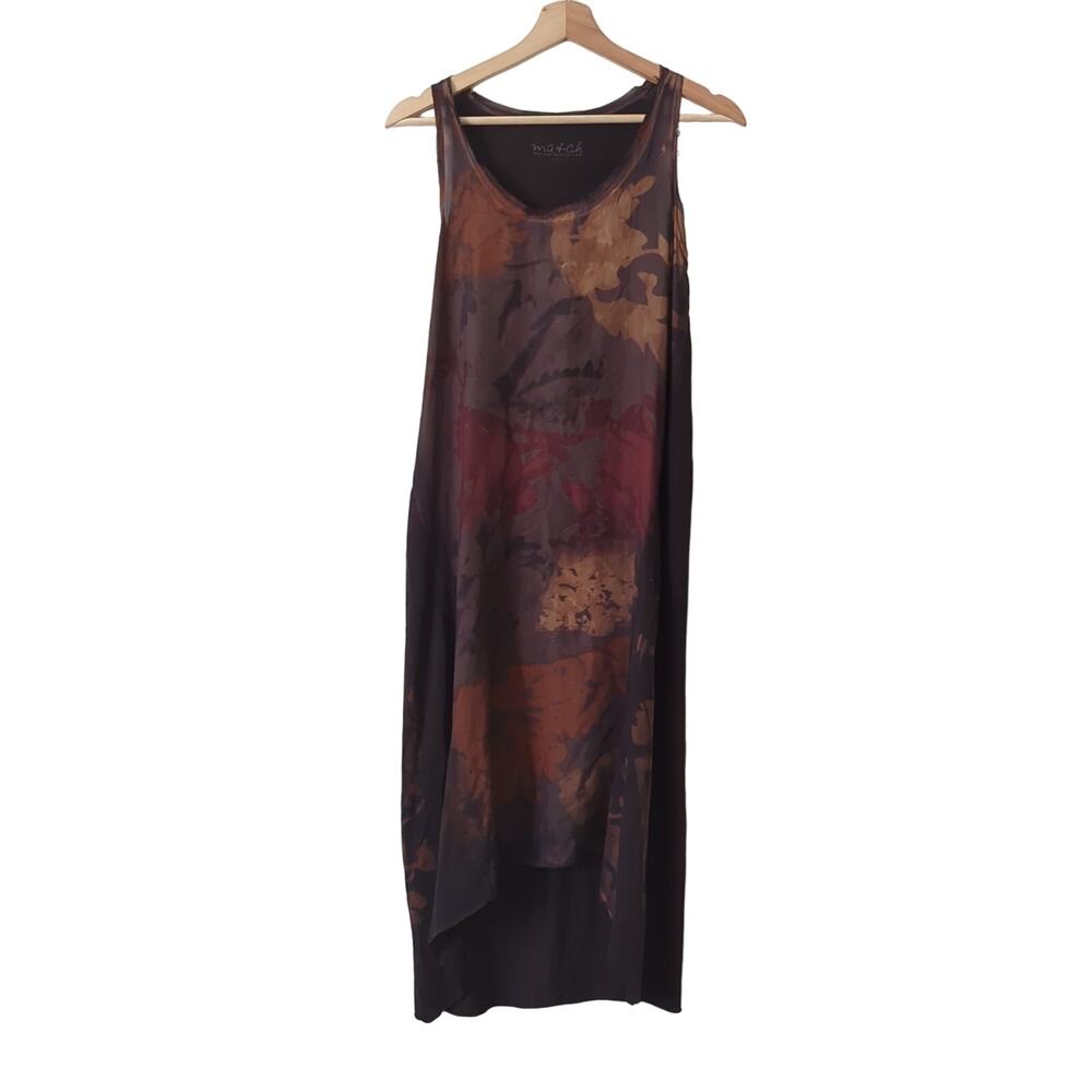 ma+ch Marika Charles Womens Dress 2 Medium Hand Dyed Silk‎ Supima Ethereal Artsy